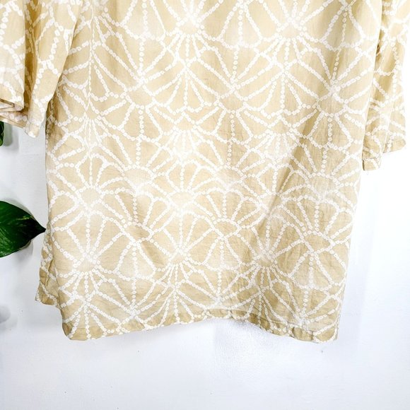 CALYPSO Beige Floral 100% Cotton Tunic Top Swim Cover Dress MEDIUM Embroidered - Picture 9 of 13